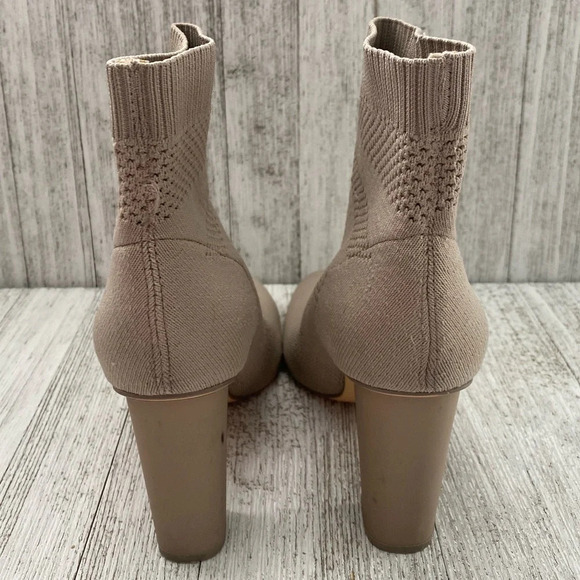 Zara Beige Sock Elastic Heel Booties Size 37 - Picture 5 of 10